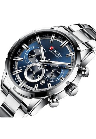 Reloj Curren 8355 Cronógrafo - Plata Tablero Azul Curren