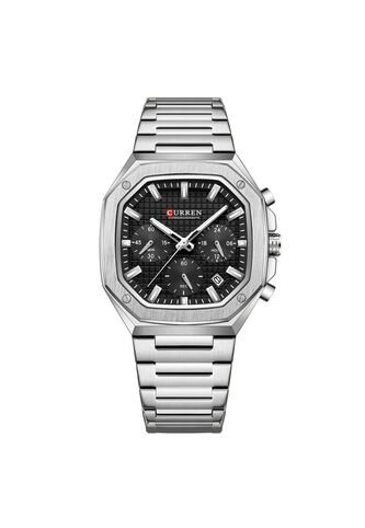 Reloj Curren 8459 Cronógrafo Tablero Negro - Plata Curren