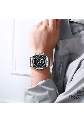 Reloj Curren 8355 Cronógrafo Fondo Negro - Plata