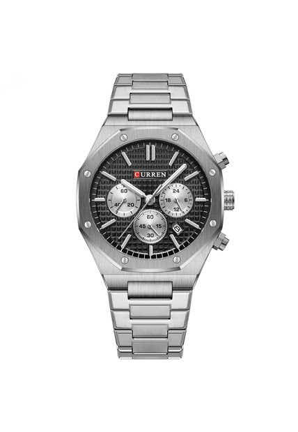 Reloj Curren 8440 Cronógrafo Fondo Negro - Plata