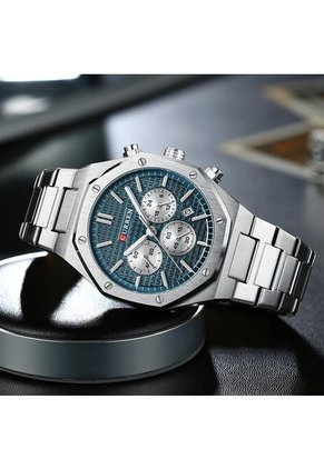 Reloj Curren 8440 Cronógrafo Fondo Azul - Plata