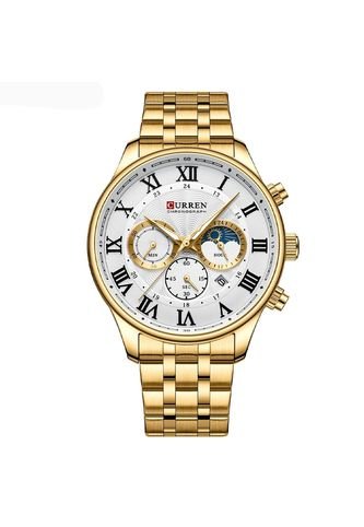 Reloj Curren 8427 Cronógrafo Tablero Blanco - Dorado Curren