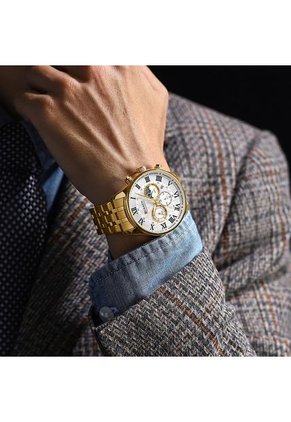 Reloj Curren 8427 Cronógrafo Tablero Blanco - Dorado