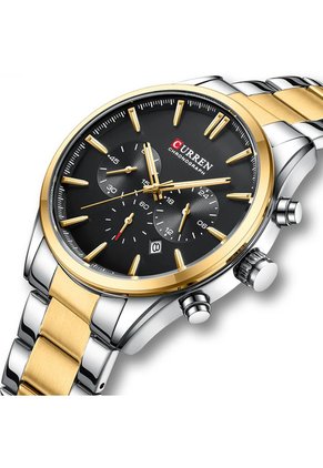 Reloj Curren 8446 Cronógrafo Tablero Negro - Bicolor