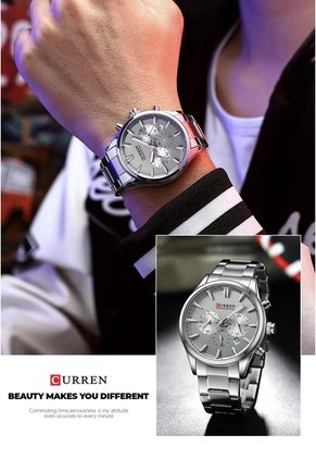 Reloj Curren 8446 Cronógrafo Tablero Gris - Plata