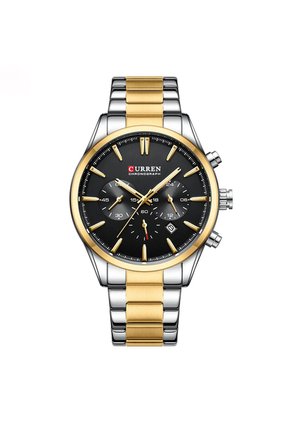 Reloj Curren 8446 Cronógrafo Tablero Negro - Bicolor