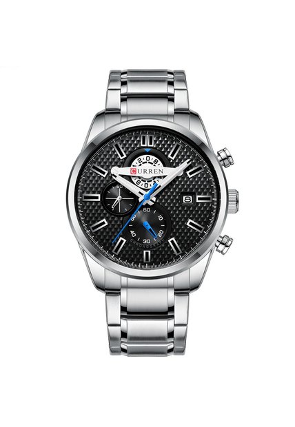 Reloj Curren 8352 Cronógrafo Tablero Negro - Plata