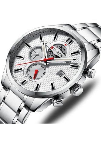 Reloj Curren 8352 Cronógrafo Tablero Blanco - Plata Curren