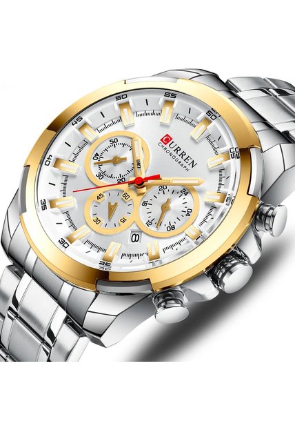 Reloj Curren 8361 Cronógrafo Marco Dorado - Plata