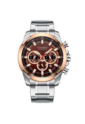 Reloj Curren 8361 Cronógrafo Tablero Cafe - Plata