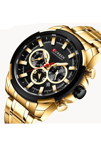 Reloj Curren 8361 Cronógrafo Tablero Negro - Dorado Curren