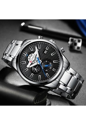 Reloj Curren 8352 Cronógrafo Tablero Negro - Plata