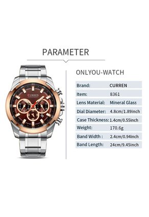 Reloj Curren 8361 Cronógrafo Tablero Cafe - Plata