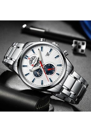 Reloj Curren 8352 Cronógrafo Tablero Blanco - Plata