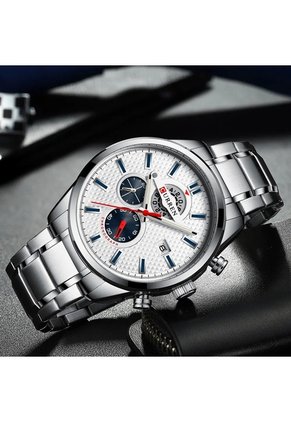 Reloj Curren 8352 Cronógrafo Tablero Blanco - Plata