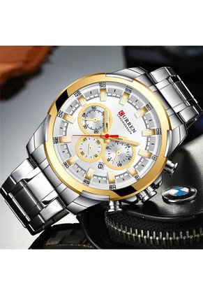 Reloj Curren 8361 Cronógrafo Marco Dorado - Plata