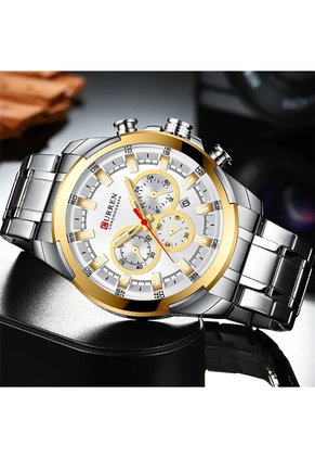Reloj Curren 8361 Cronógrafo Marco Dorado - Plata