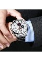 Reloj Curren 8352 Cronógrafo Tablero Blanco - Plata de Curren