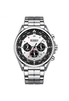Reloj Curren 8399 Cronógrafo Tablero Blanco - Plata