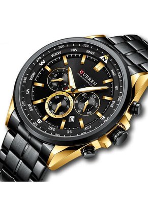 Reloj Curren 8399 Cronógrafo Bisel Dorado - Negro
