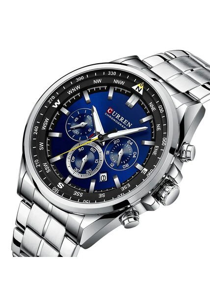 Reloj Curren 8399 Cronógrafo Tablero Azul - Plata