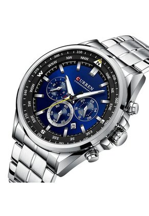 Reloj Curren 8399 Cronógrafo Tablero Azul - Plata