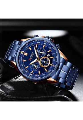 Reloj Curren 8399 Cronógrafo Bisel Bronce - Azul