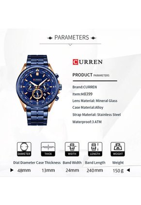 Reloj Curren 8399 Cronógrafo Bisel Bronce - Azul