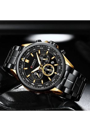 Reloj Curren 8399 Cronógrafo Bisel Dorado - Negro