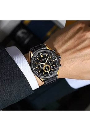 Reloj Curren 8399 Cronógrafo Bisel Dorado - Negro