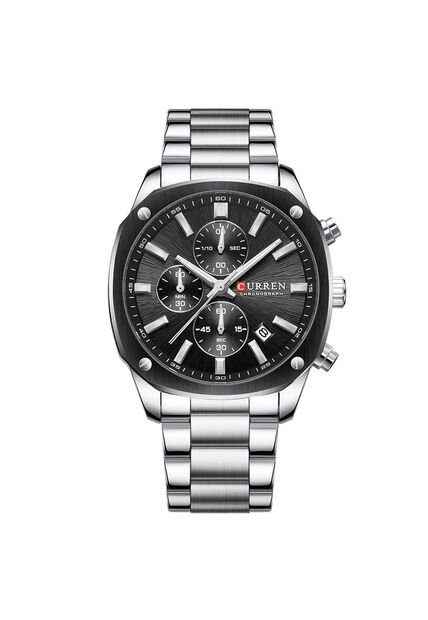 Reloj Curren 8490 Cronógrafo Tablero Negro - Plata