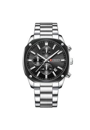 Reloj Curren 8490 Cronógrafo Tablero Negro - Plata