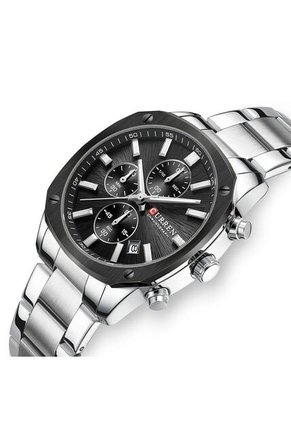 Reloj Curren 8490 Cronógrafo Tablero Negro - Plata