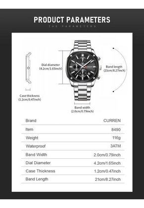 Reloj Curren 8490 Cronógrafo Tablero Negro - Plata