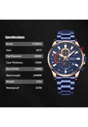 Reloj Curren 8415 Cronógrafo - Azul