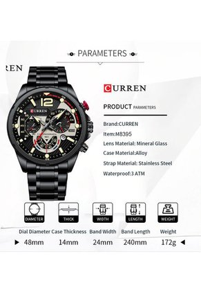 Reloj Curren 8395 Cronógrafo - Negro