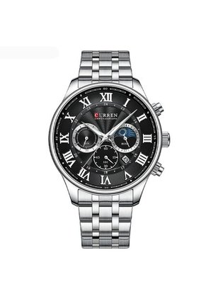 Reloj Curren 8427 Cronógrafo Tablero Negro - Plata