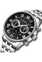 Reloj Curren 8427 Cronógrafo Tablero Negro - Plata de Curren