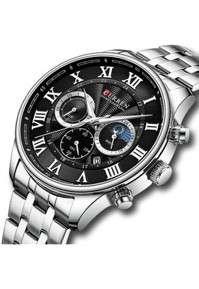 Reloj Curren 8427 Cronógrafo Tablero Negro - Plata