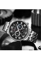 Reloj Curren 8427 Cronógrafo Tablero Negro - Plata de Curren