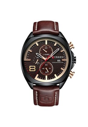 Reloj Hombre Curren 8324 Cronógrafo Vinotinto Tablero Cafe