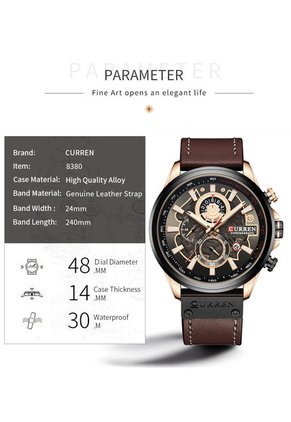Reloj Curren 8380 Cronógrafo - Café Oscuro