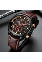 Reloj Hombre Curren 8324 Cronógrafo Vinotinto Tablero Cafe de Curren
