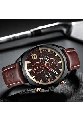 Reloj Hombre Curren 8324 Cronógrafo Vinotinto Tablero Cafe