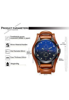 Reloj Curren Original 8225 Café Tablero Negro - Marrón