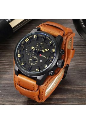 Reloj Curren Original 8225 Café Tablero Negro - Marrón