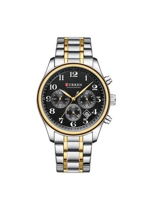 Reloj Curren 8466 Cronógrafo Tablero Negro - Bicolor