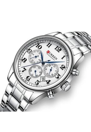 Reloj Curren 8466 Cronógrafo Tablero Blanco - Plata