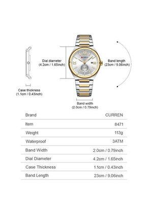 Reloj Curren 8471 Clasico Tablero Blanco - Bicolor