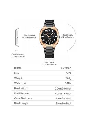 Reloj Curren 8472 Clasico Marco Dorado - Negro